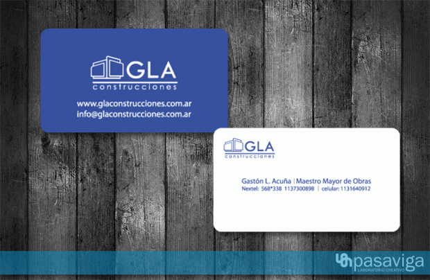 Diseño de tarjetas personales para GLA Construcciones